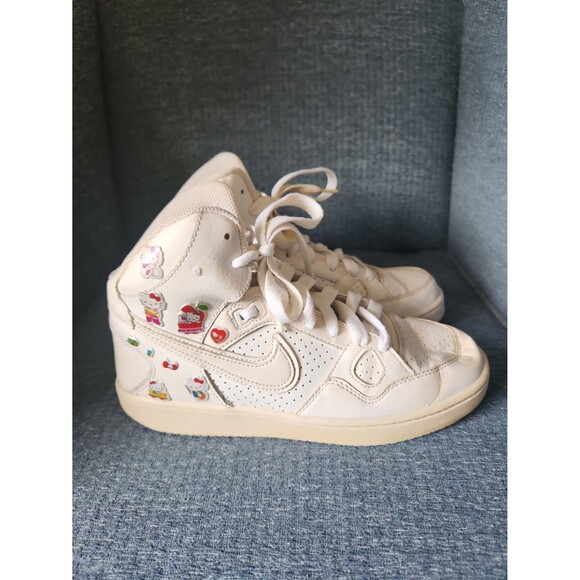 Nike Son of Force White Hi Tops w/ Hello Kitty Stickers Men's 6.5 Women's 7.5-8 - Picture 1 of 11